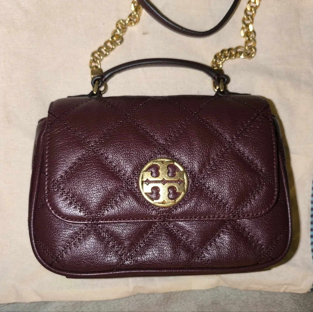 Tory Burch Willa Mini Top Handle Bag Burgundy